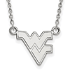 Sterling Silver West Virginia University WV Pendant with 18in Chain