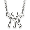 Sterling Silver 3/8in New York Yankees Logo Pendant on 18in Chain