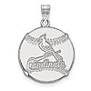 Sterling Silver 3/4in St. Louis Cardinals Logo Baseball Pendant