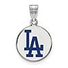 Sterling Silver 5/8in Los Angeles Dodgers Enamel Disc Pendant