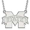 Mississippi State University Logo Necklace 3/4in Sterling Silver