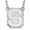 Sterling Silver North Carolina State Block S Pendant with 18in Chain