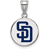 Sterling Silver 5/8in Round San Diego Padres Enamel Pendant