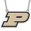 Sterling Silver Purdue University P Enamel Necklace
