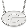 10kt White Gold 3/4in University of Georgia G Pendant with 18in Chain