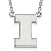 14kt White Gold University of Illinois Block I Pendant with 18in Chain