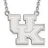 14k White Gold University of Kentucky 3/4in UK Pendant with 18in Chain