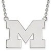 Sterling Silver 3/4in University of Michigan M Pendant with 18in Chain