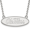 10k White Gold University of Mississippi Oval Pendant with 18in Chain