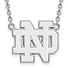 14k White Gold University of Notre Dame Pendant with 18in Chain