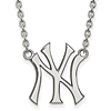 14kt White Gold New York Yankees NY Pendant on 18in Chain