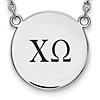 Sterling Silver Chi Omega Disc Pendant Necklace