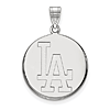 Sterling Silver 3/4in Los Angeles Dodgers Disc Pendant