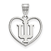 Sterling Silver 5/8in Indiana University Pendant in Heart