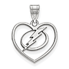 Sterling Silver 5/8in Tampa Bay Lightning Heart Pendant