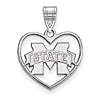 Sterling Silver Mississippi State University Heart Pendant 5/8in