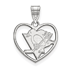 Sterling Silver 5/8in Pittsburgh Penguins Heart Pendant