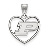 Sterling Silver Purdue University Heart Pendant 5/8in