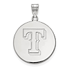 14k White Gold 3/4in Texas Rangers Disc Pendant