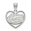 Sterling Silver 5/8in University of Florida Pendant in Heart