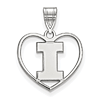 Sterling Silver 5/8in University of Illinois Pendant in Heart