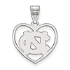Sterling Silver 5/8in University of North Carolina Pendant in Heart