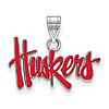 Sterling Silver 1/2in University of Nebraska Huskers Enamel Pendant