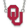 Silver University of Oklahoma OU Enamel Pendant with 18in Chain