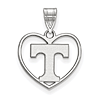 Sterling Silver 5/8in University of Tennessee Pendant in Heart