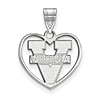 Sterling Silver 5/8in University of Virginia Pendant in Heart