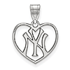 Sterling Silver 5/8in New York Yankees Laser-cut Heart Pendant