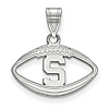 Sterling Silver 3/4in Michigan State Block S Football Pendant
