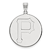 10k White Gold 1in Pittsburgh Pirates P Disc Pendant