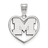 Sterling Silver 5/8in University of Michigan Pendant in Heart