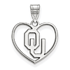 Sterling Silver 5/8in University of Oklahoma Pendant in Heart