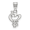 Sterling Silver 1/2in I Love Florida State University Heart Pendant