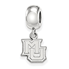 Marquette University MU Extra Small Dangle Bead Sterling Silver