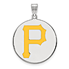 Sterling Silver 1in Pittsburgh Pirates P Enamel Disc Pendant