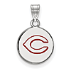 Sterling Silver 1/2in Cincinnati Reds CR Round Enamel Pendant