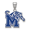 Sterling Silver University of Memphis Tigers Logo Enamel Pendant 3/4in