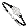 Sterling Silver 7in Boston Bruins Leather Bracelet Small Center