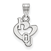 Sterling Silver 1/2in I Love University of Oklahoma Logo Pendant