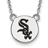 Silver 1/2in Chicago White Sox Enamel Disc Pendant on 18in Chain
