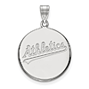 14k White Gold 3/4in Round Oakland A's Pendant