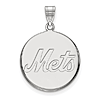 Sterling Silver 3/4in New York Mets Disc Pendant