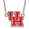 Sterling Silver 1/2in University of Houston UH Enamel 18in Necklace