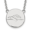 Sterling Silver 3/4in Longwood University Pendant with 18in Chain