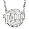 10k White Gold Minnesota Twins Pendant on 18in Chain