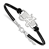 Silver 7in University of Alabama Leather Bracelet Small Center
