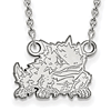 Texas Christian University 1/2in Horned Frog Necklace 10k White Gold